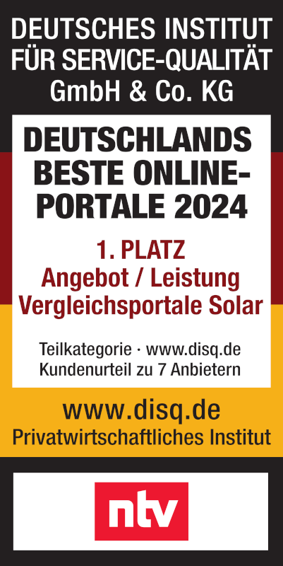 1. Platz für Angebot/Leistung der Vergleichsportale Solar im Jahr 2024 vom Deutschen Institut für Service-Qualität